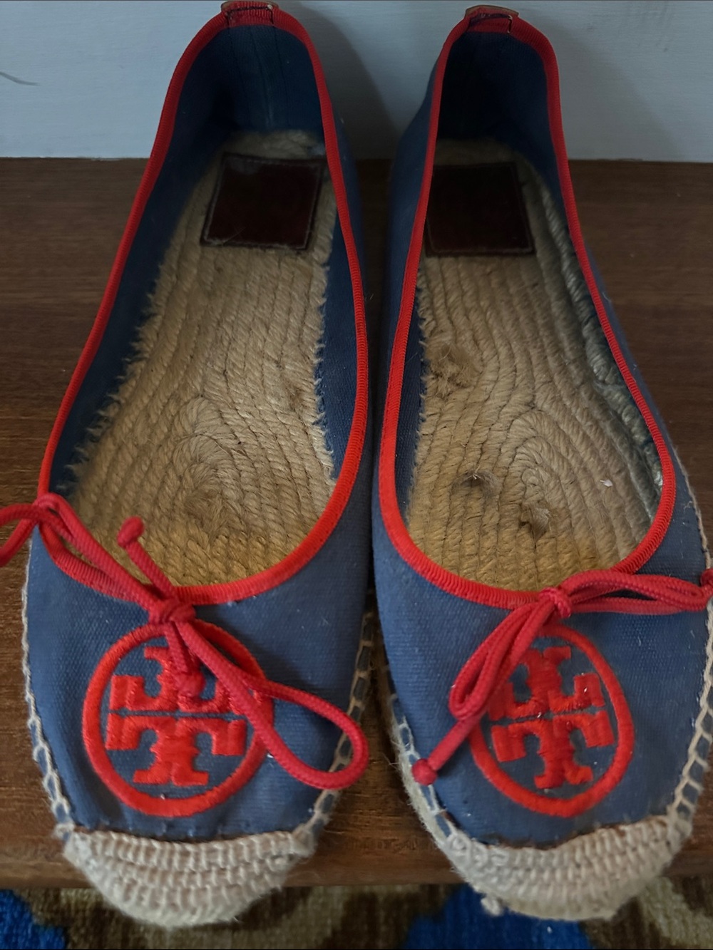 Tory Burch-Women’s Navy and Red Espadrille Ballet Flats